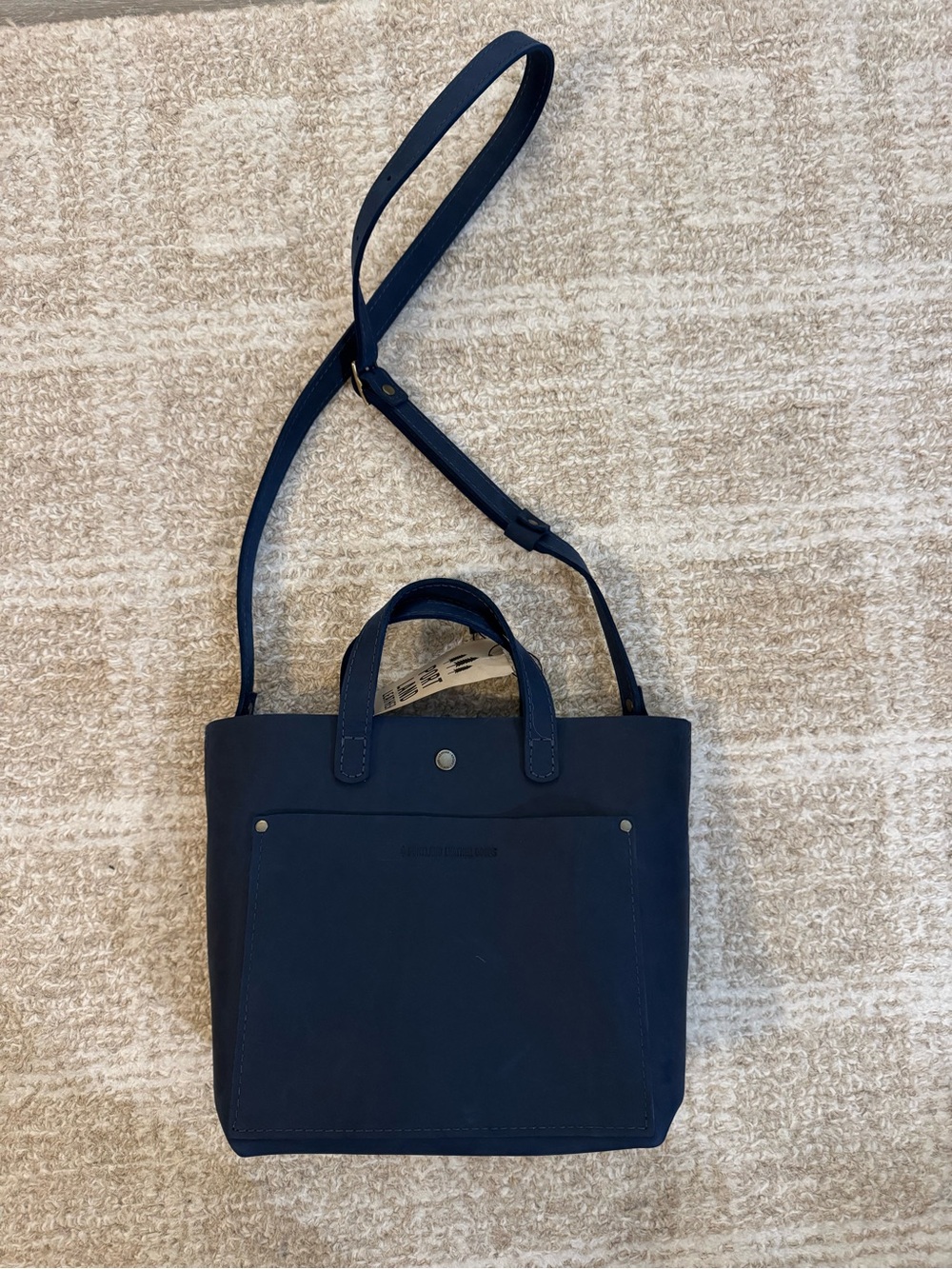 Portland Leather Goods Navy Blue Deep Water Mini Crossbody Tote